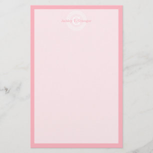 Roze WHT Grieks sleutel RND Lijst Initiaal monogra Briefpapier