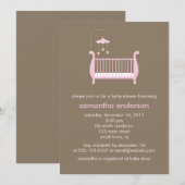 Roze Wieg Baby shower Kaart (Voorkant / Achterkant)