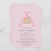 Roze wieg babymetjes babyshower uitnodiging (Voorkant / Achterkant)