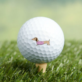 Roze Wiener Hond & Harten Liefde Golfer Gift Golfballen