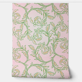 Roze Wijn Bloemenbehang Behang