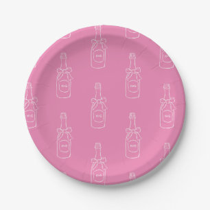 Roze Wijn Champagne Bottle Pattern Vrijgezellenfee Papieren Bordje