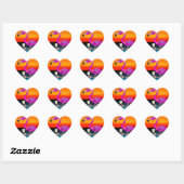 Roze wijn drinkende Flamingo Hart Sticker (Vel)