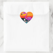 Roze wijn drinkende Flamingo Hart Sticker (Tas)