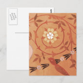 Roze wijn en vastextiel briefkaart (Voorkant / Achterkant)