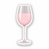 Roze Wijnglas Emoji Art Sticker (Voorkant)