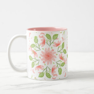 Roze wijnstok tweekleurige koffiemok