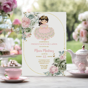 Roze & Wijze Bloemen Niña Presentación de Tres Año Kaart