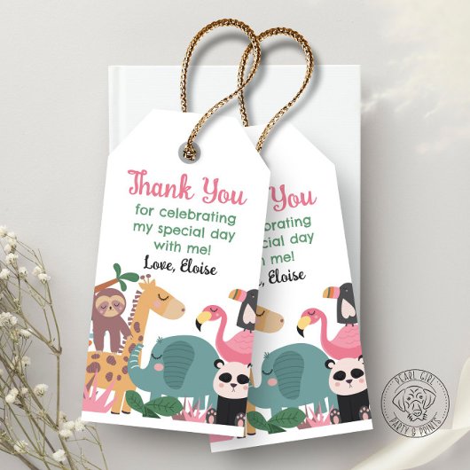 Roze wild dier cadeaulabel