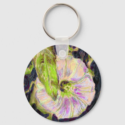 Roze Wild Morning Glory floral art Sleutelhanger (Voorkant)