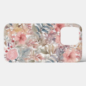 Roze Wildbloem Bloemen Waterverf Monogram Case-Mate iPhone Case (Achterkant (horizontaal))