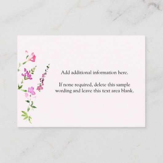 Roze Wildbloem Creëer uw eigen blanco Informatiekaartje (Achterkant)