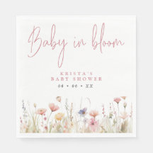 Roze Wildbloemen Baby in Bloom Baby shower