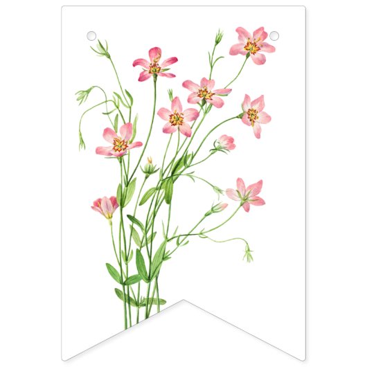 Roze Wildbloemen Lief Zestien Verjaardagsfeest Vlaggetjes (Eerste vlag)