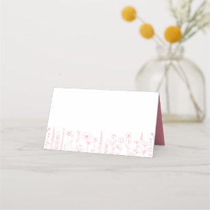 Roze wilde bloem lijnkunst babyshower plaatskaart