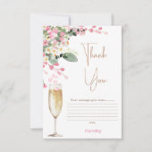 Roze Wilde Bloemblad Bruiloft Thank You Kaart (Voorkant)