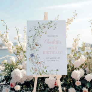 Roze Wilde Bloemen 30e Verjaardag Welkom Perfect Poster