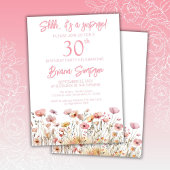 Roze Wilde Bloemen 30e Verjaardagsfeestje Kaart