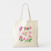 Roze wilde bloemen in aquarellen tote bag (Achterkant)