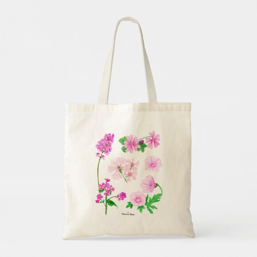 Roze wilde bloemen in aquarellen tote bag (Achterkant)
