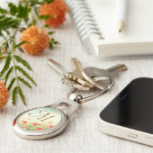 Roze Wilde Bloemen in Gebied Digitaal Sleutelhange Sleutelhanger (Zijkant)