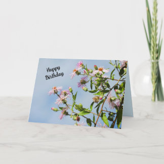 Roze wilde bloemen personaliseren deze verjaardag kaart