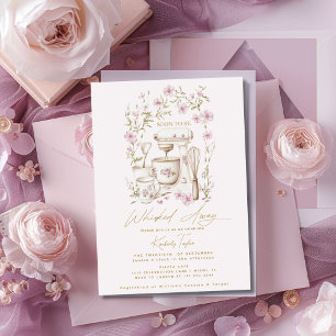 Roze Wilde Bloemen Weggevoerd Bruidsdiner Kaart
