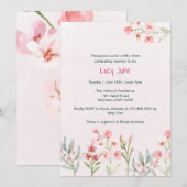 Roze wilde bloementuin babyshower uitnodiging (Voorkant / Achterkant)