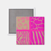 Roze Wilde Dierenpatroon Magneet (Voorkant / Achterkant)