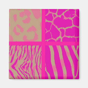 Roze Wilde Dierenpatroon Magneet