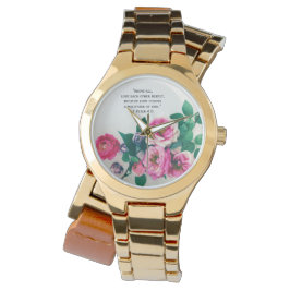 Roze Wilde Roos Vloer Bouquet Love Bijbelse Verse Horloge