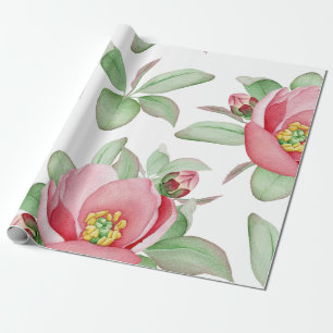 Roze Wilde Roos Waterverf Bloemen Cadeaupapier