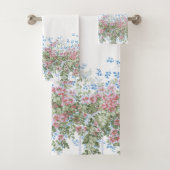 Roze Wilde Rozen en Bladgroen op Trellis Bad Handdoek (Insitu)