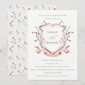 Roze Wilde Waterverf Crest Rehearsal Dinner Kaart (Voorkant / Achterkant)