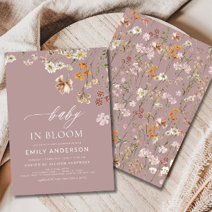 Roze Wildflower Baby in Bloom Baby shower Kaart