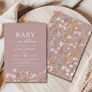 Roze Wildflower Baby in Bloom Baby shower Kaart