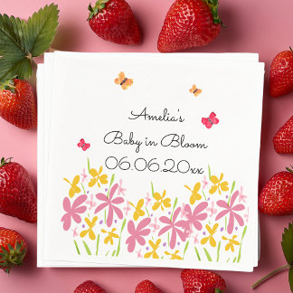 Roze Wildflower Baby in Bloom Gepersonaliseerd Servet