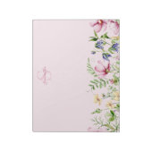 Roze Wildflower Bloemen Monogram Notitieblok (Gedraaid)