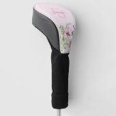Roze Wildflower Bloemweide Monogram Golfheadcover (Schuin)
