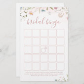 Roze Wildflower Boho vrijgezellenfeest bingo (Voorkant / Achterkant)