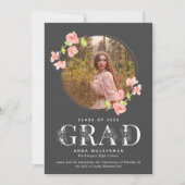 Roze Wildflower Digital High School Afstuderen Aankondiging (Voorkant)