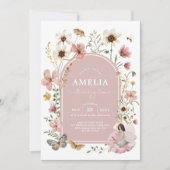 Roze Wildflower Fairy 2e Verjaardag Garden Party Kaart (Voorkant)