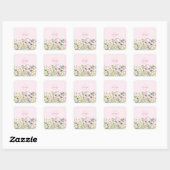 Roze Wildflower Floral gepersonaliseerd Vierkante Sticker (Vel)