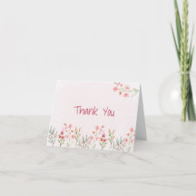 Roze Wildflower Garden Baby shower Dank u kaart