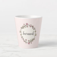 Roze Wildflower Krans Aangepaste Naam Monogram