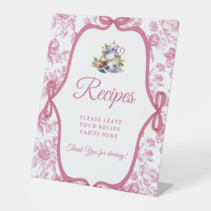 Roze Wildflower Laat uw Recepten Vrijgezellenfeest Reclamebord Met Voetstuk