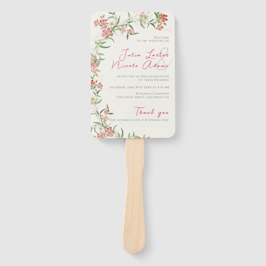 Roze Wildflower Roos Spring Garland Wedding Handwaaier (Voorkant)