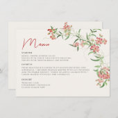 Roze Wildflower Roos Spring Garland Wedding Menu (Voorkant / Achterkant)