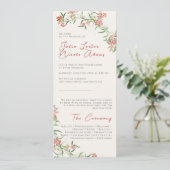 Roze Wildflower Roos Spring Garland Wedding Programma (Staand voorkant)