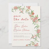 Roze Wildflower Roos Spring Garland Wedding Save The Date (Achterkant)
